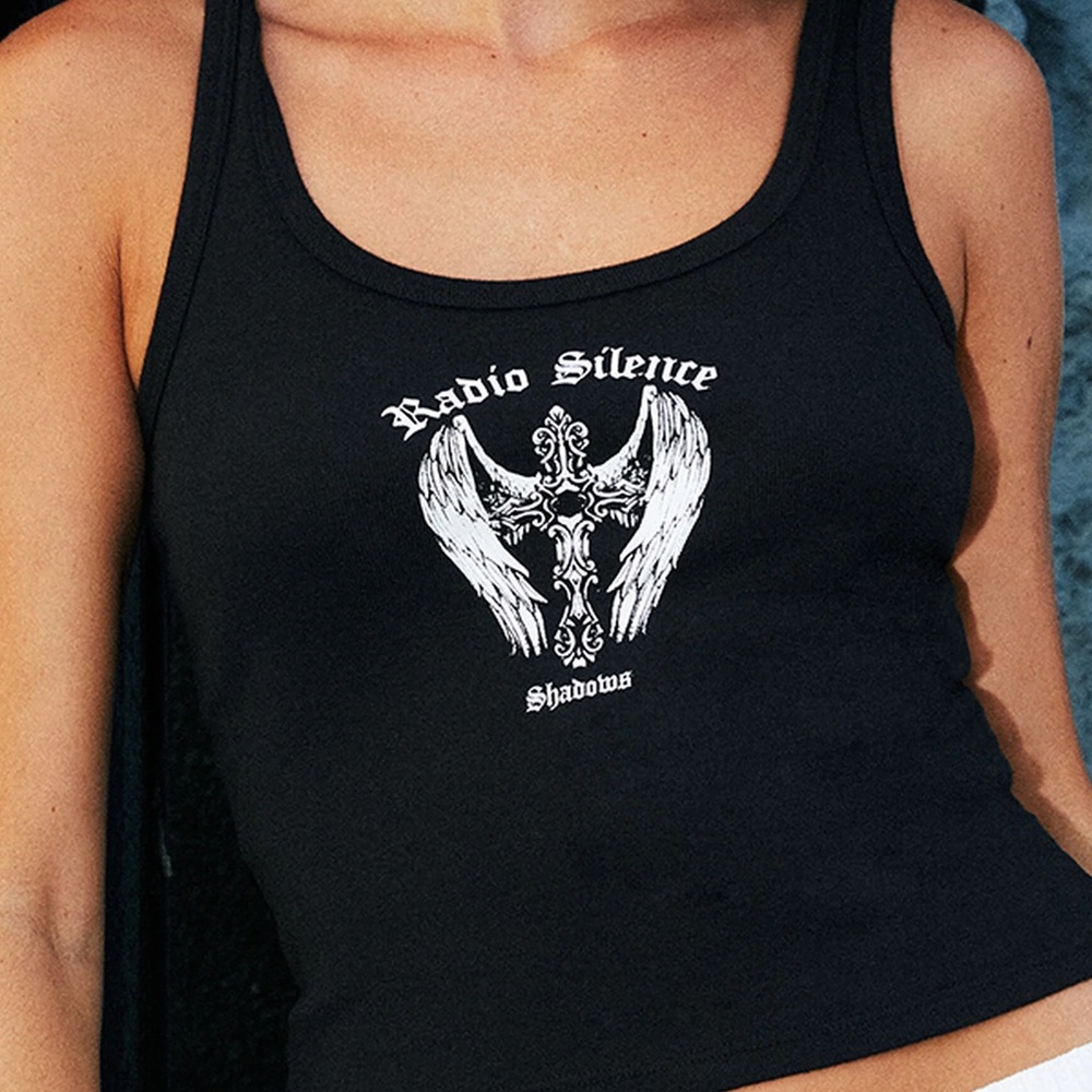 John Galt Black Radio Silence Beyonca Cropped Tank Top
